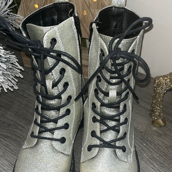 Union Bay Silver Glitter Combat Boots - Picture 6 of 10